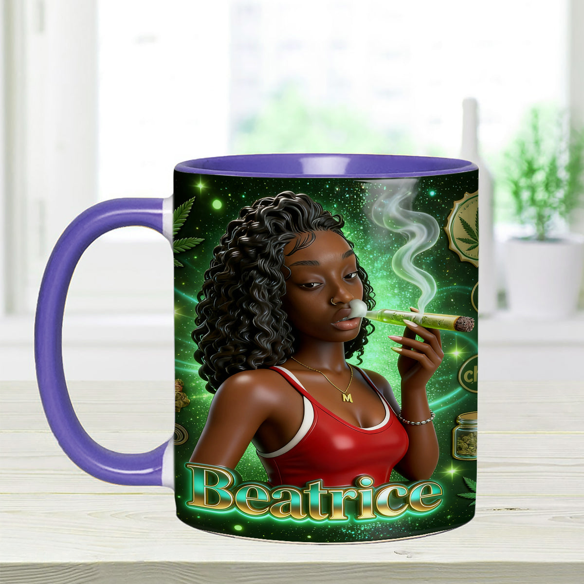 Love Weed - Personalized Weed Set Accent Mug with Acrylic Stirrers