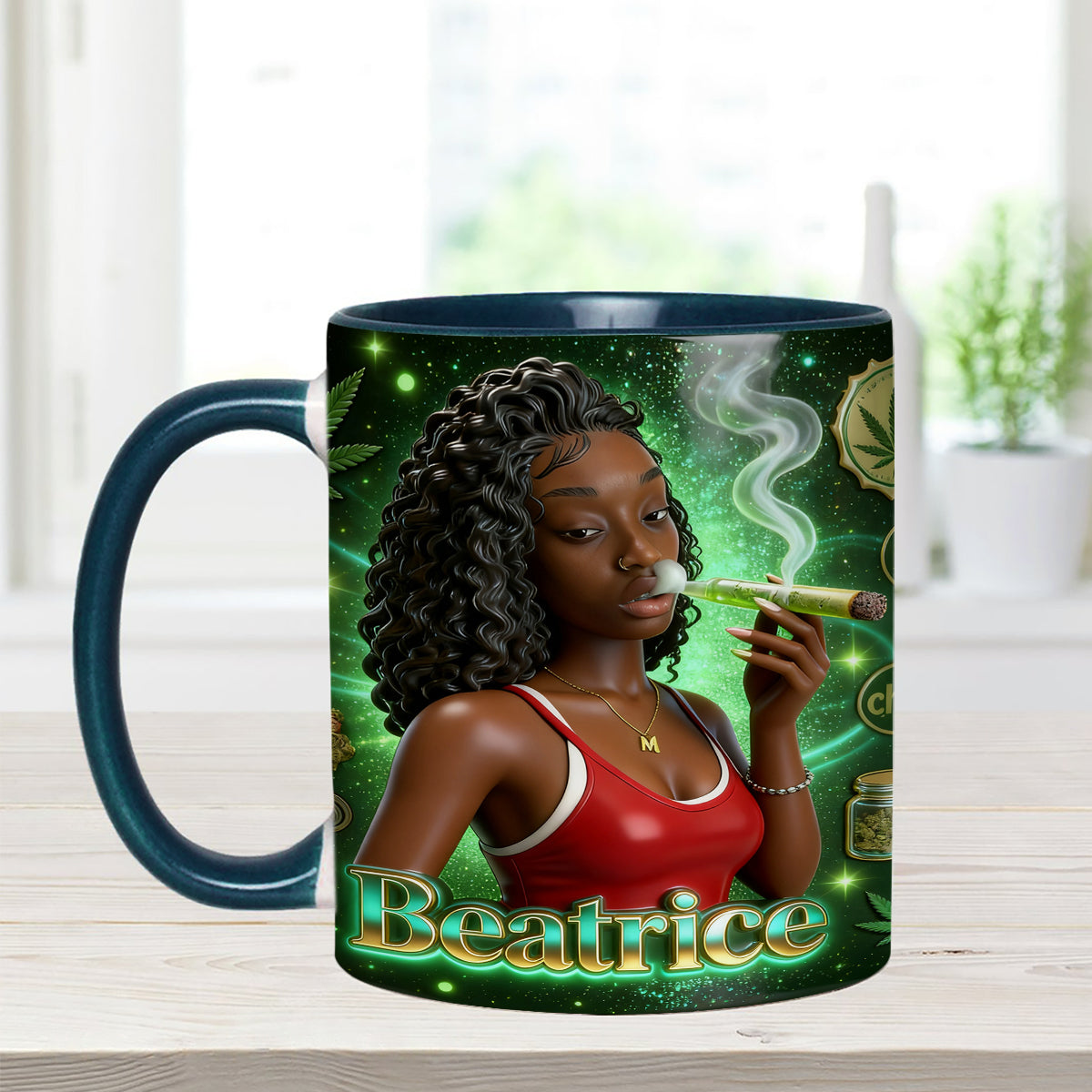 Love Weed - Personalized Weed Set Accent Mug with Acrylic Stirrers