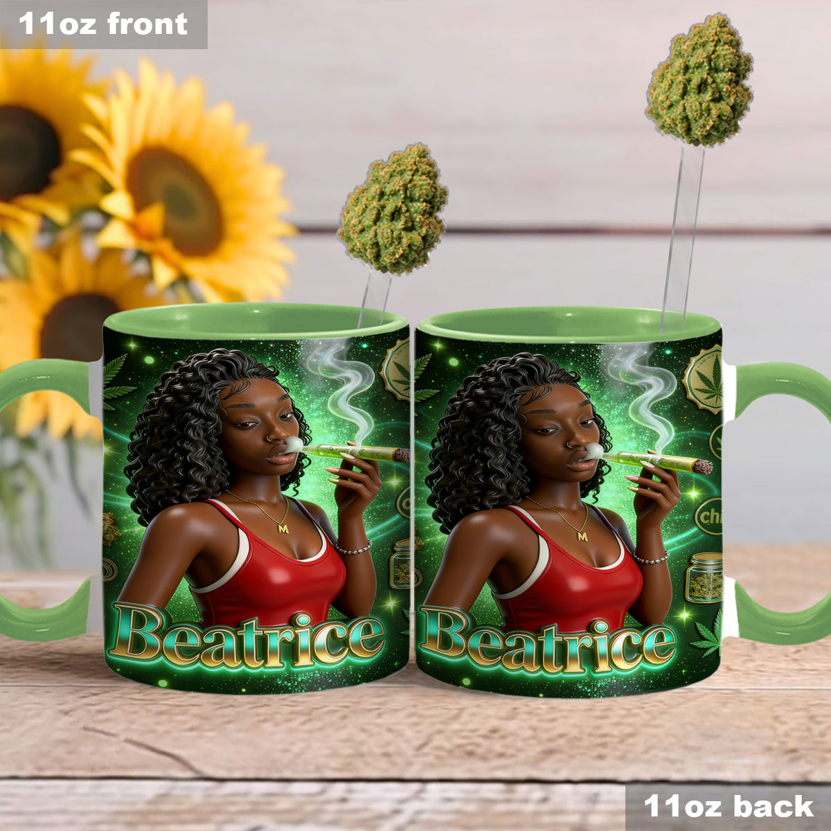 Love Weed - Personalized Weed Set Accent Mug with Acrylic Stirrers