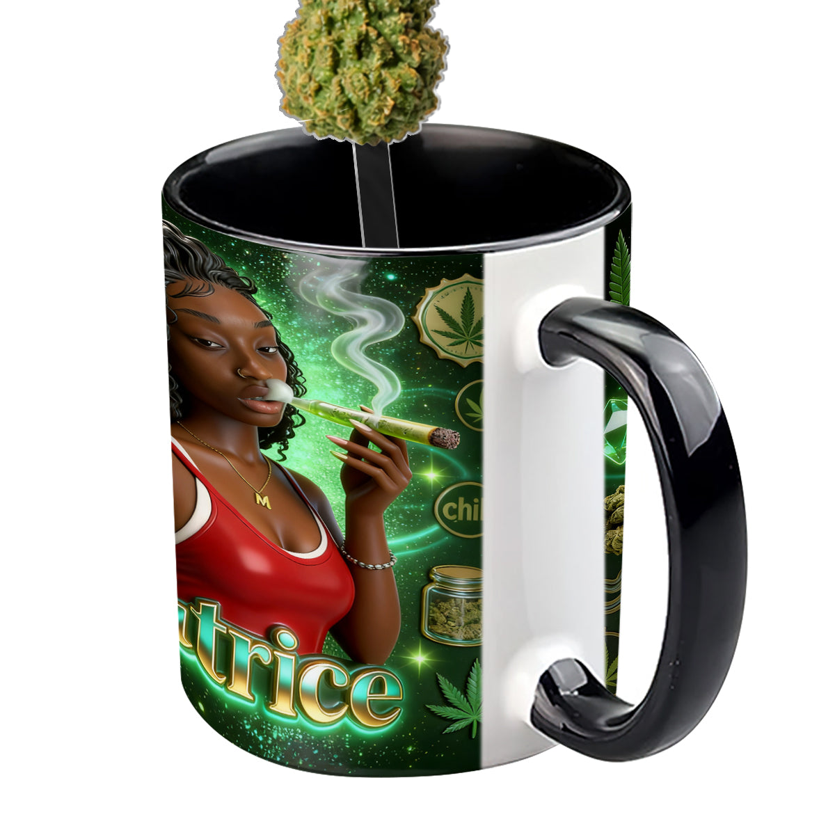 Love Weed - Personalized Weed Set Accent Mug with Acrylic Stirrers