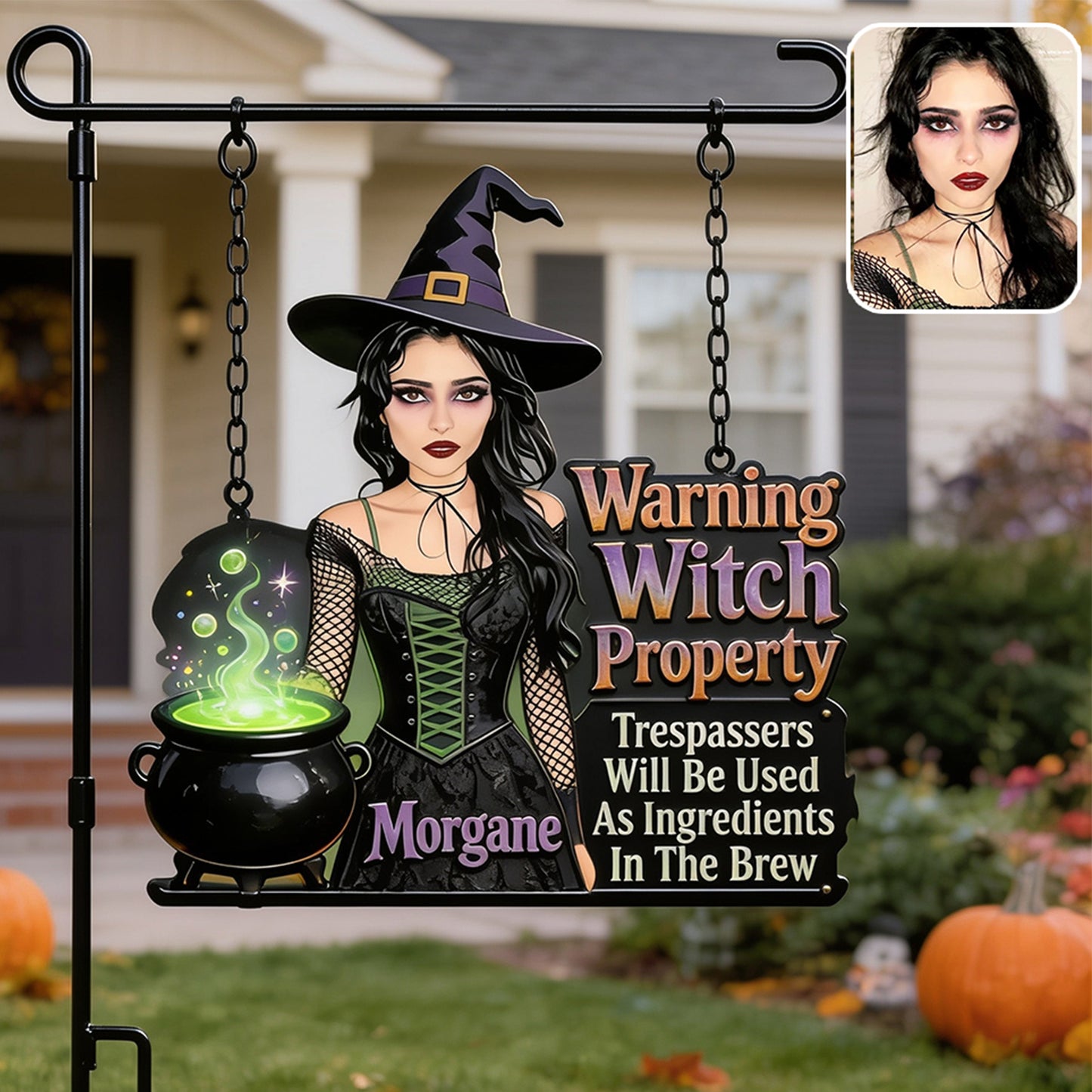 Warning Witch Property - Personalized Witch Wood Sign With Stake