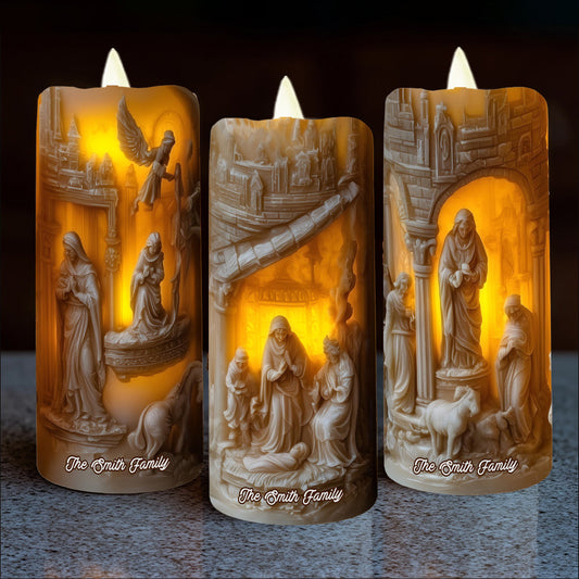 Nativity Scenes - Personalized Christian Flameless Candle