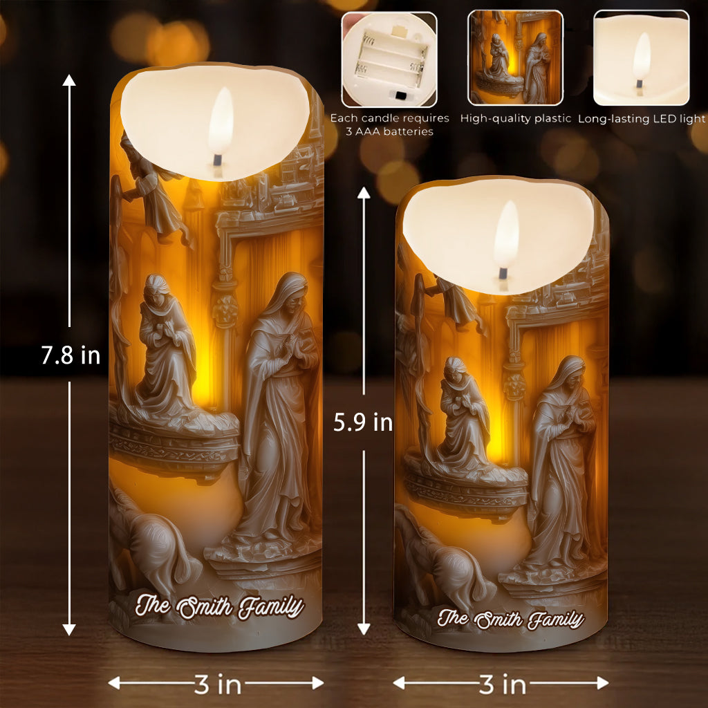 Nativity Scenes - Personalized Christian Flameless Candle
