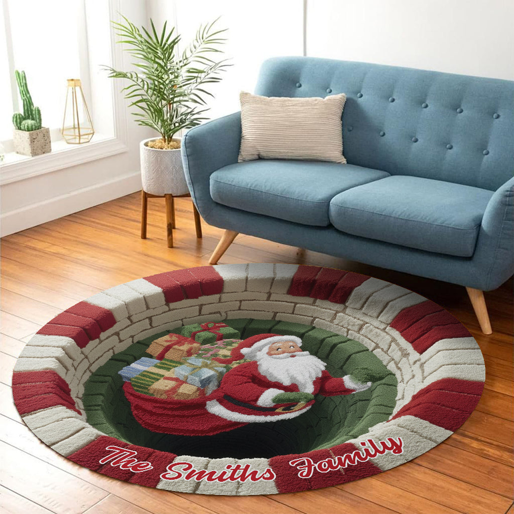 Merry Christmas - Personalized Family Round Rug