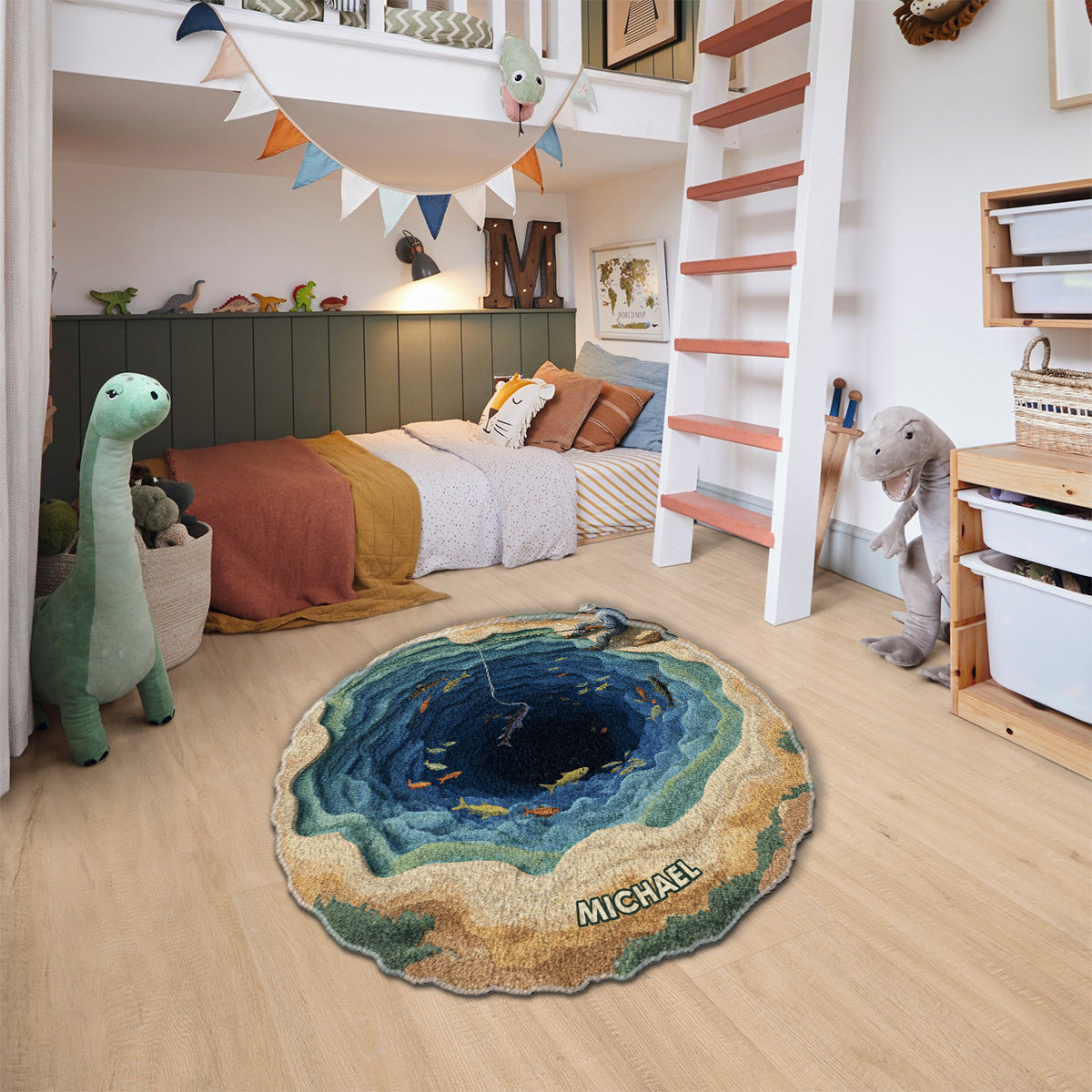 Cool Fishing – Personalisierter, rutschfester, getufteter Angelteppich