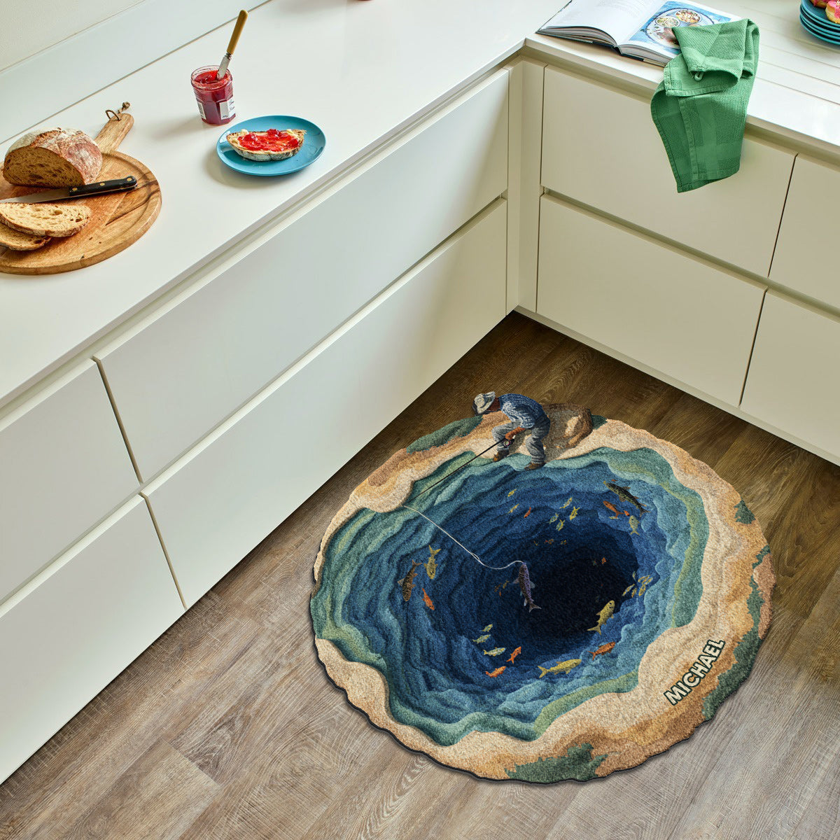 Cool Fishing – Personalisierter, rutschfester, getufteter Angelteppich