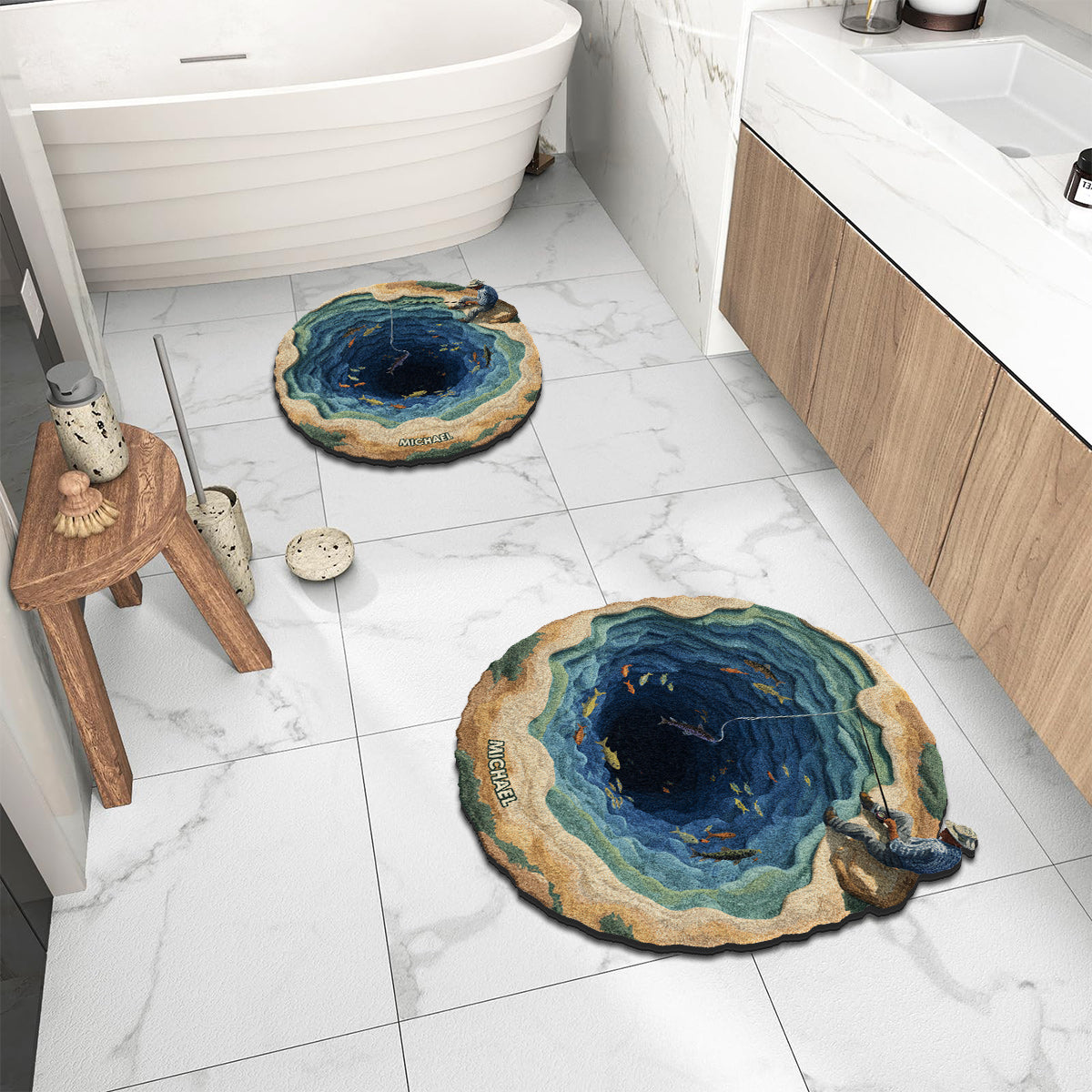 Cool Fishing – Personalisierter, rutschfester, getufteter Angelteppich