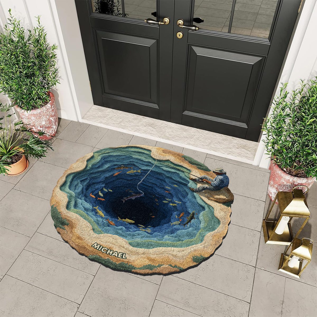 Cool Fishing – Personalisierter, rutschfester, getufteter Angelteppich