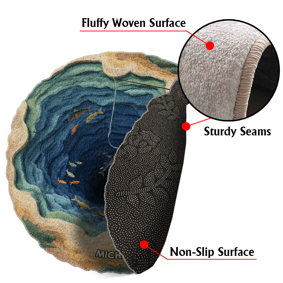 Cool Fishing – Personalisierter, rutschfester, getufteter Angelteppich