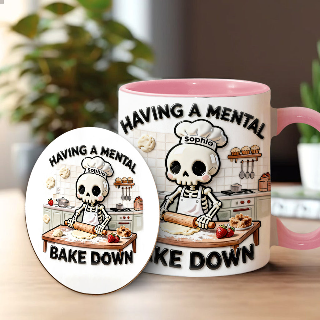 Mentales Backfieber – Personalisierte Tasse und Untersetzer mit Backmotiv