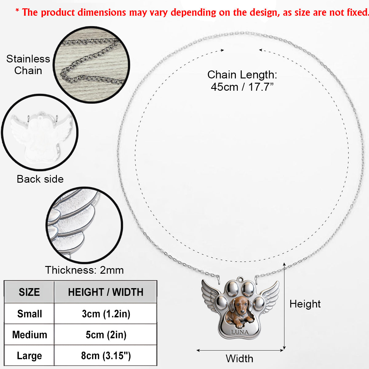 In liebevoller Erinnerung – Personalisierte Gedenk-Halskette mit Anhänger aus Acryl