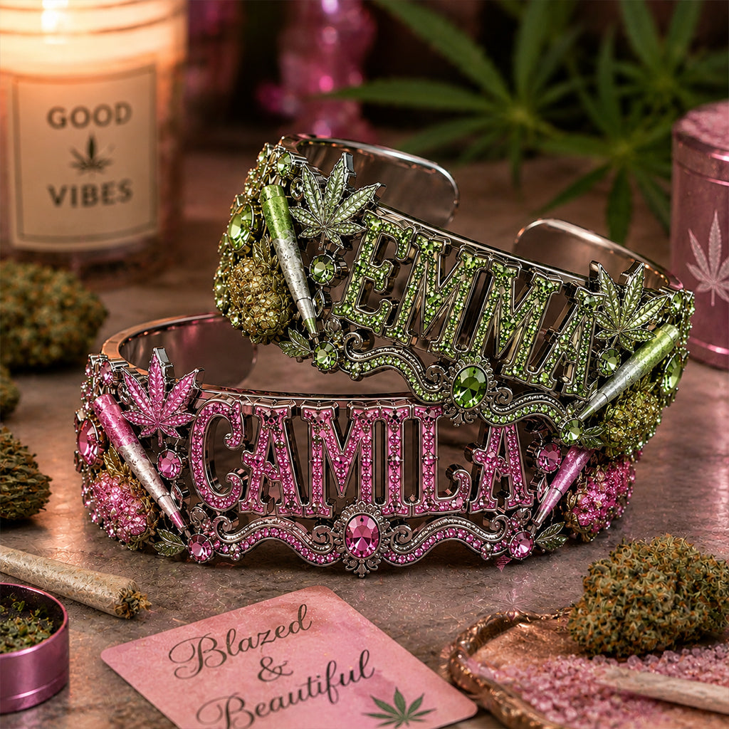 Stoner Girl - Personalisierbares Armband in Weed-Form