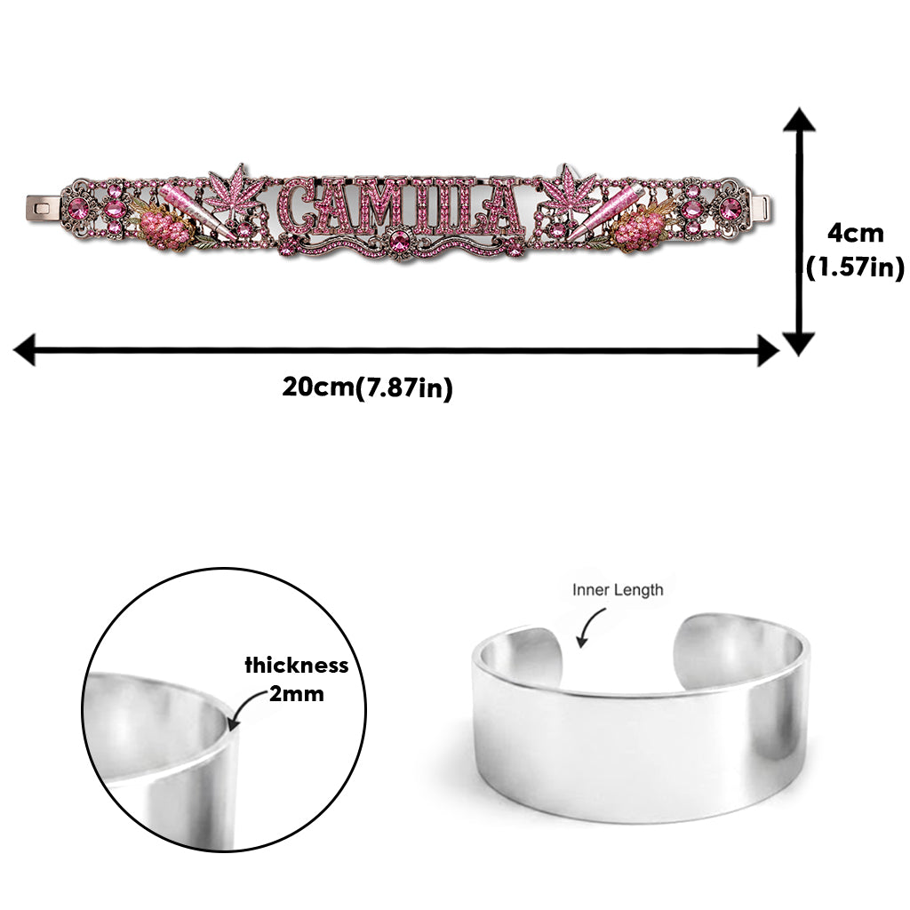 Stoner Girl - Personalisierbares Armband in Weed-Form
