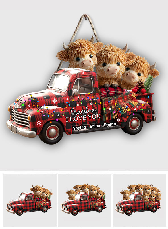 Oma, wir lieben dich – personalisiertes, individuell geformtes Holzschild für Oma