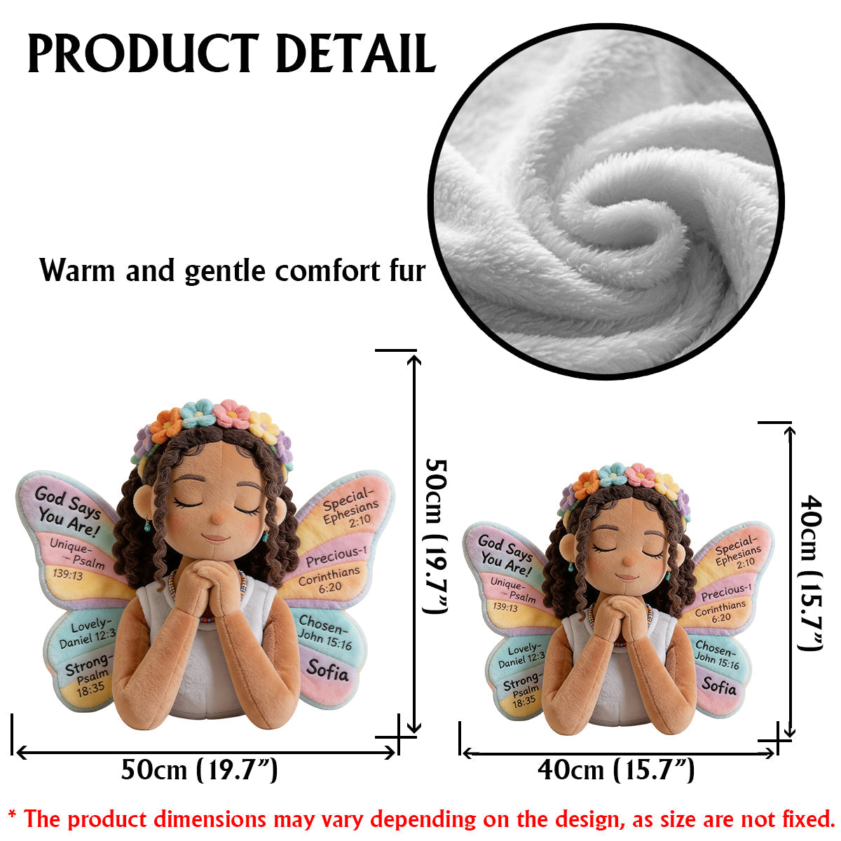 Gott sagt, du bist es – Personalisiertes Kissen in Form eines Afroamerikaners aus Kunstfell.