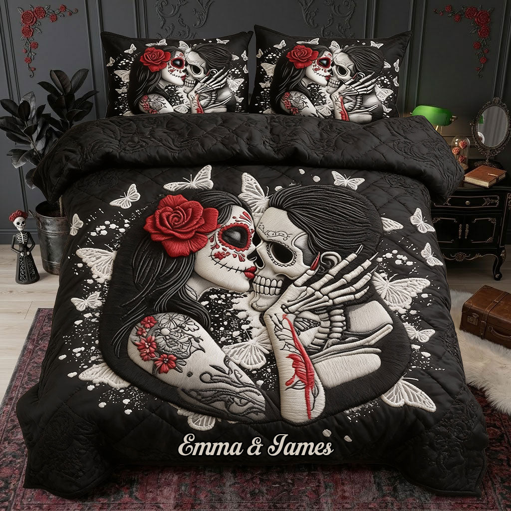 I Love You - Personalized Skull Quilt Set