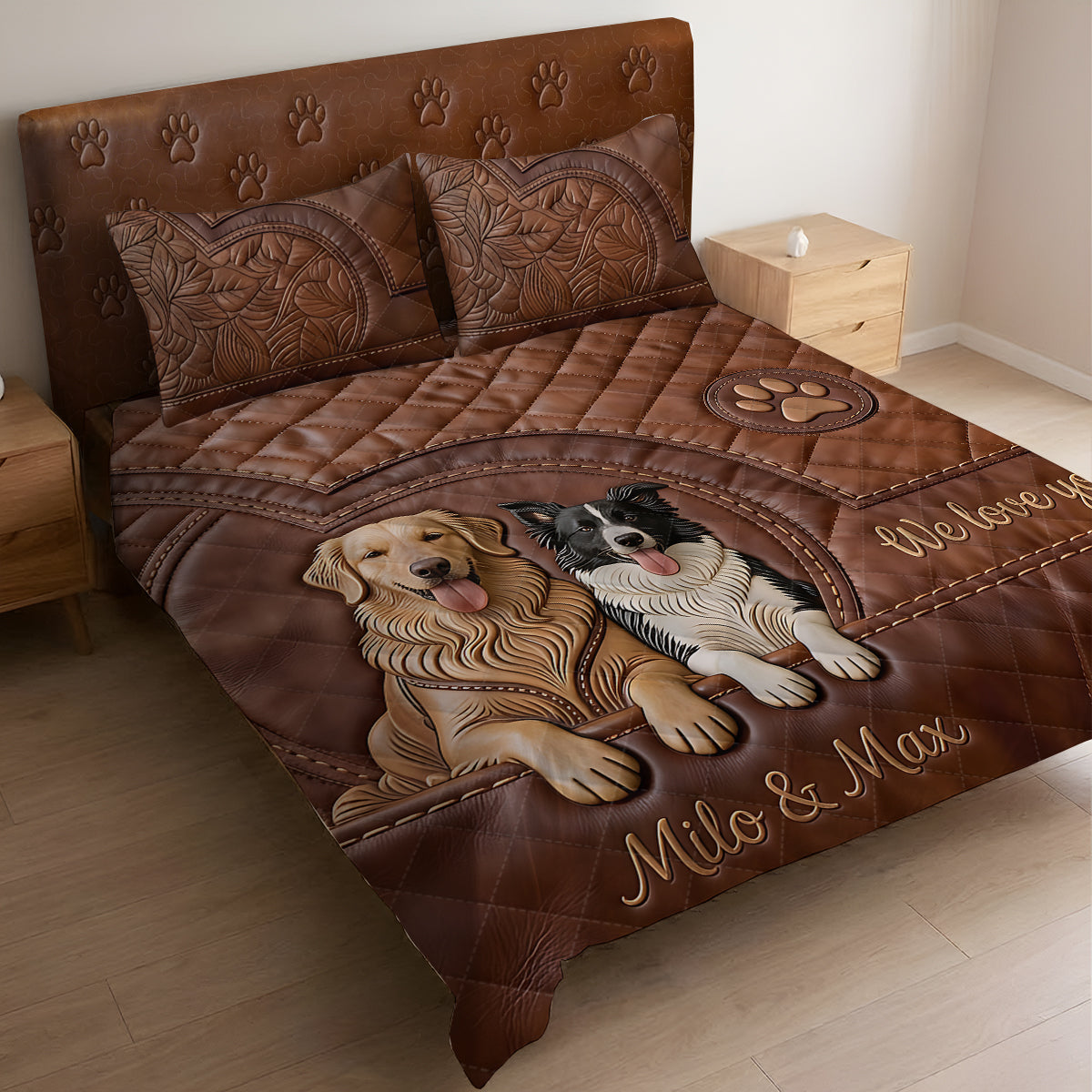 Pet Love - Personalized Dog 4-Piece Quilt Bedding Set