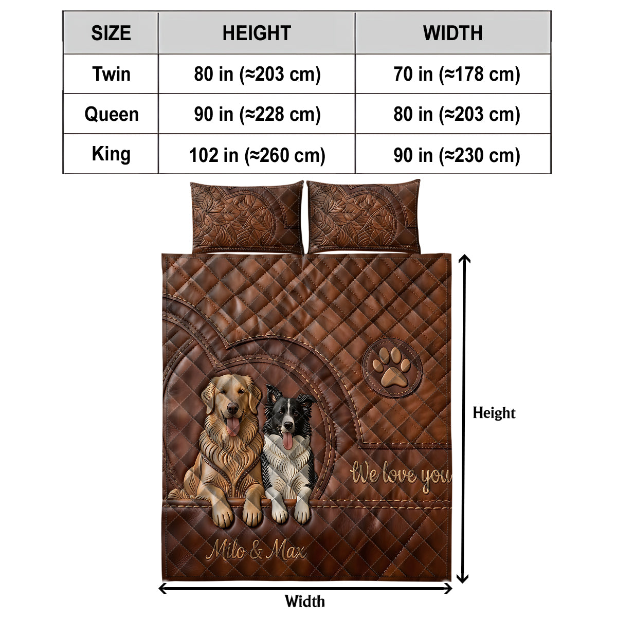 Pet Love - Personalized Dog 4-Piece Quilt Bedding Set