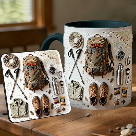 Wanderbegeisterte – Personalisierter Wanderbecher & Untersetzer