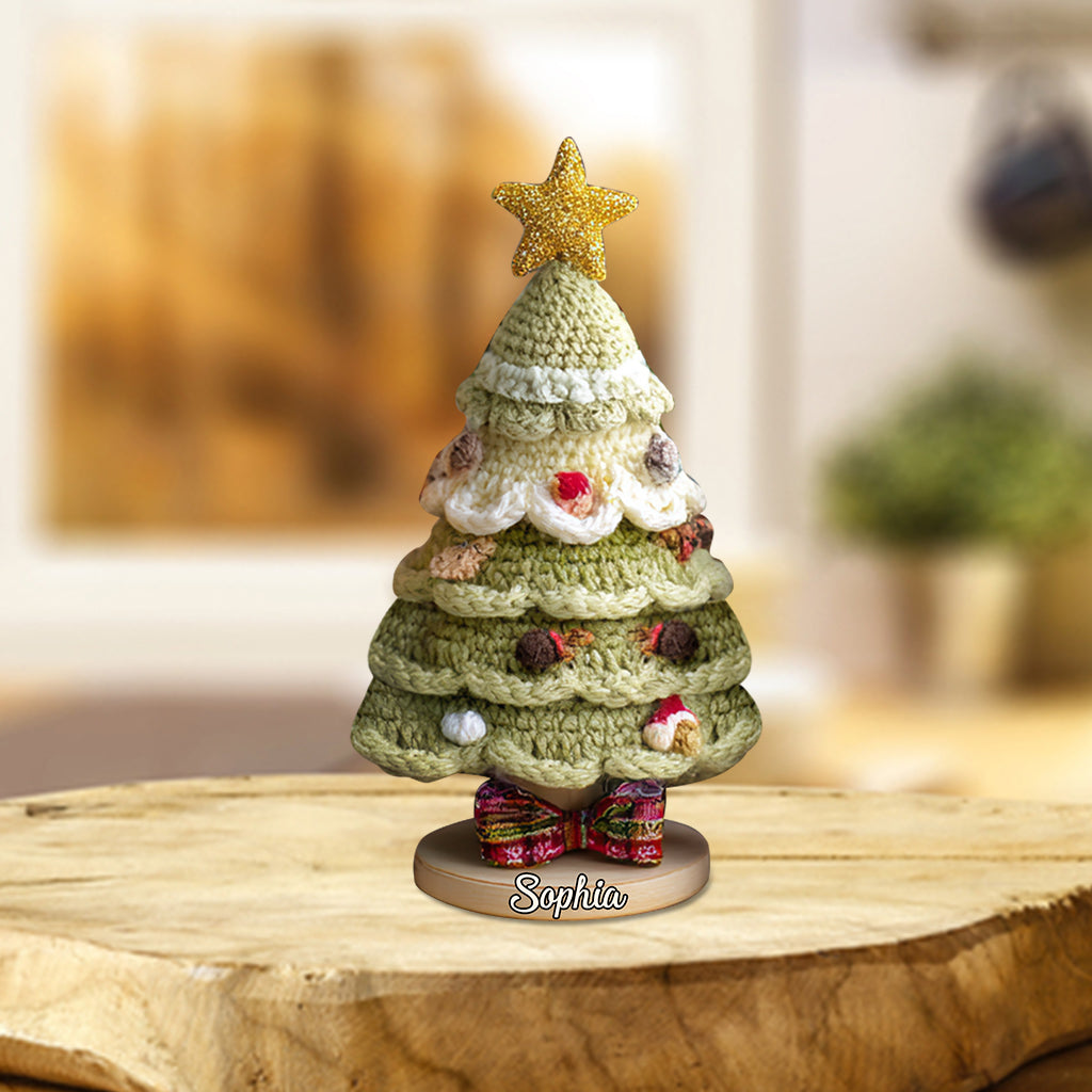 Christmas Tree Crochet Pattern - Personalized Family Custom Shaped Acrylic Plaque