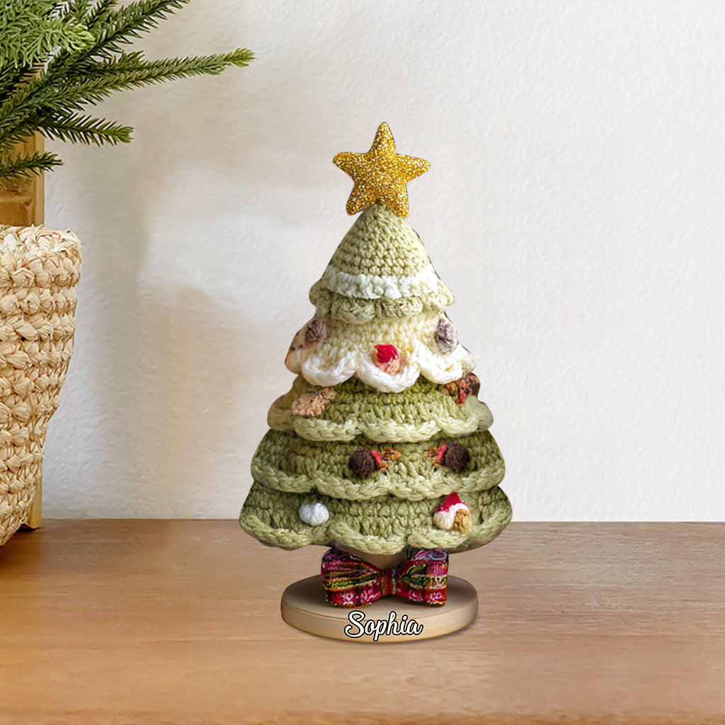 Christmas Tree Crochet Pattern - Personalized Family Custom Shaped Acrylic Plaque