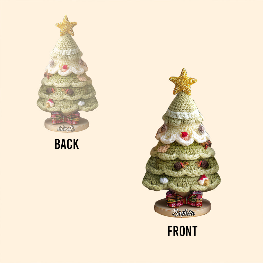 Christmas Tree Crochet Pattern - Personalized Family Custom Shaped Acrylic Plaque