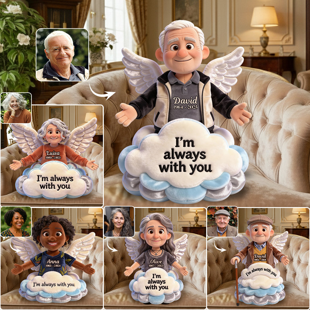 Ich bin immer bei dir – Personalisiertes Gedenkkissen aus Kunstfell