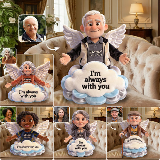 Ich bin immer bei dir – Personalisiertes Gedenkkissen aus Kunstfell