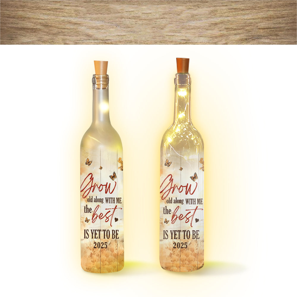 Gemeinsam alt werden – Personalisierte Weinflaschenlampe für Paare