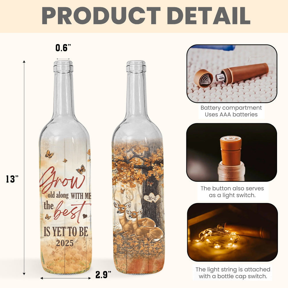 Gemeinsam alt werden – Personalisierte Weinflaschenlampe für Paare