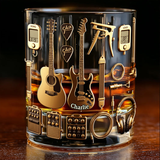 Gitarrist - Personalisiertes Whisky-Dekanter-Set in Gitarrenform