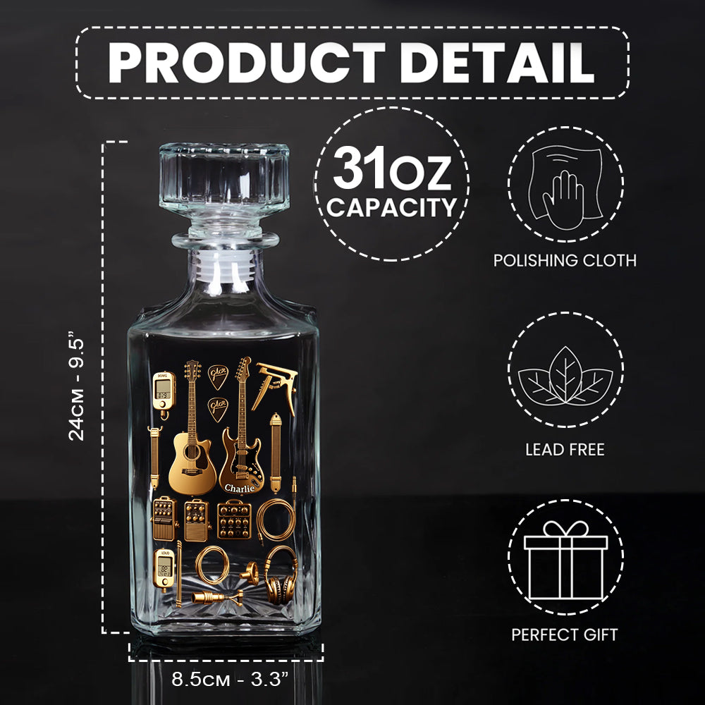 Gitarrist - Personalisiertes Whisky-Dekanter-Set in Gitarrenform
