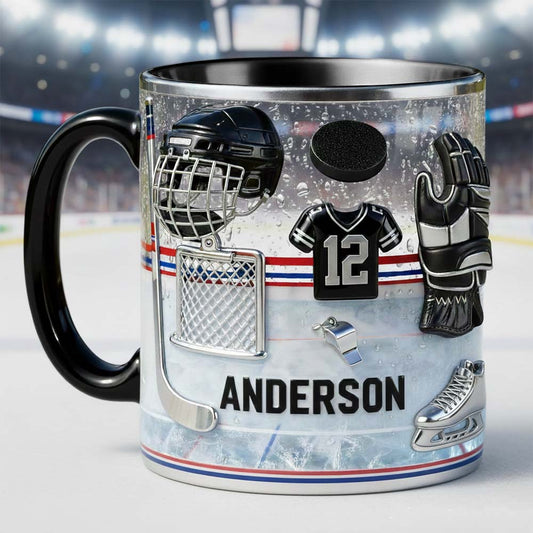 Love Ice Hockey - Personalized Hockey Accent Mug & Coaster