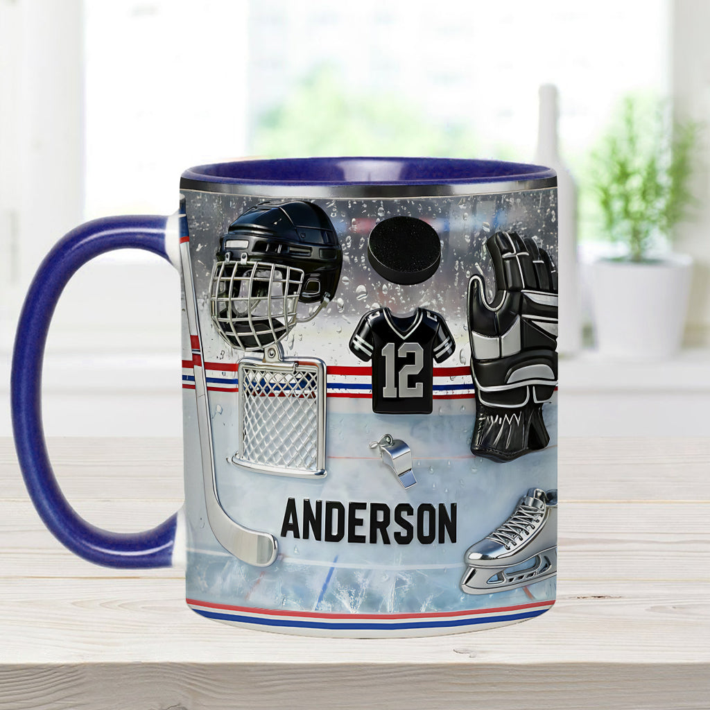 Love Ice Hockey - Personalized Hockey Accent Mug & Coaster