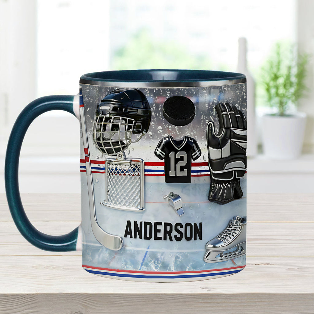 Love Ice Hockey - Personalized Hockey Accent Mug & Coaster