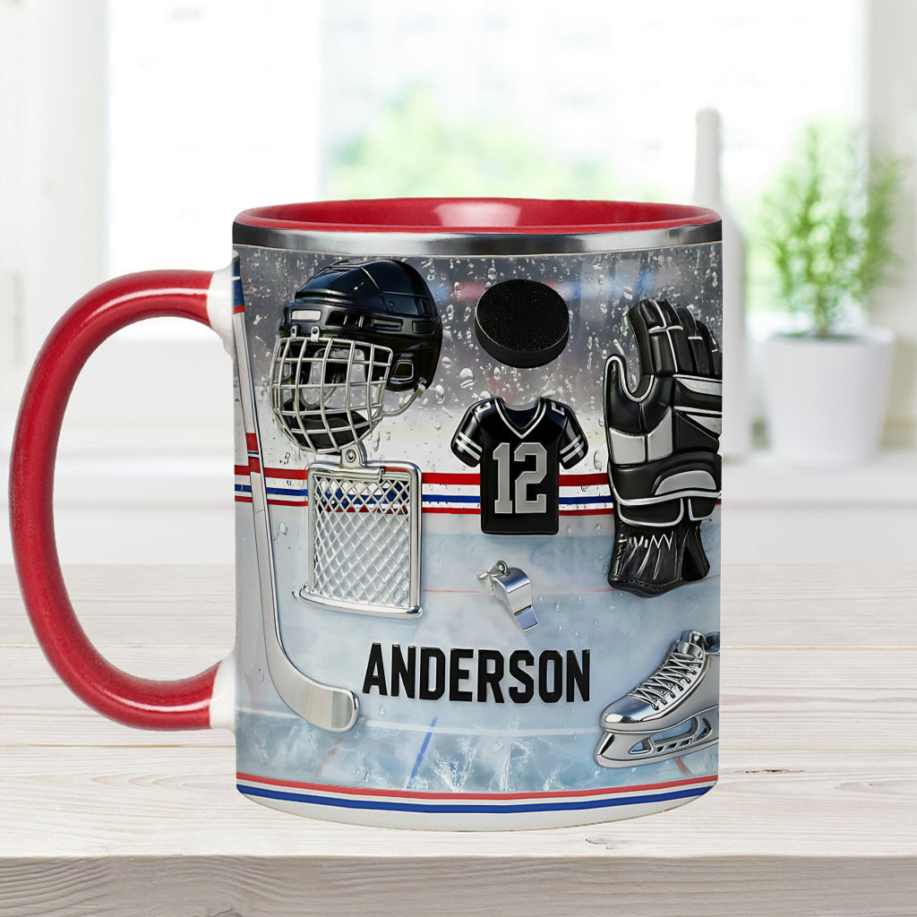 Love Ice Hockey - Personalized Hockey Accent Mug & Coaster