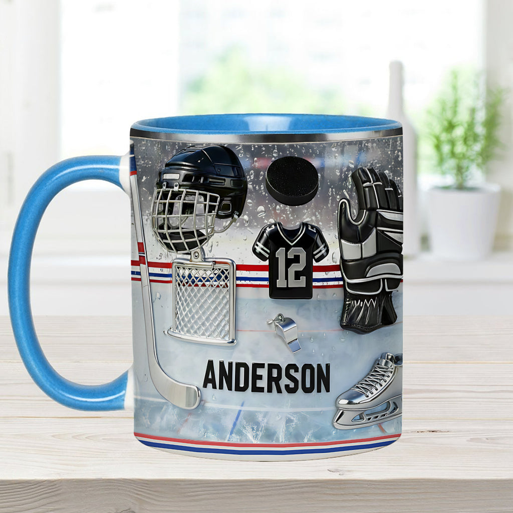 Love Ice Hockey - Personalized Hockey Accent Mug & Coaster