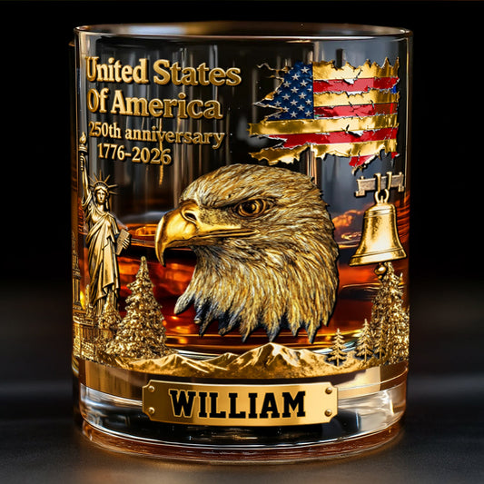 250-jähriges Jubiläum – Personalisiertes Whiskyglas mit Weißkopfseeadler-Motiv