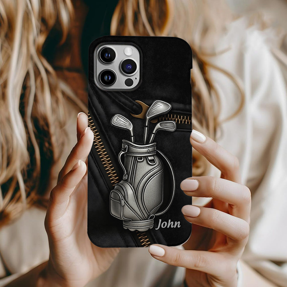 Golf ist ein schöner Spaziergang – personalisierte Handyhülle mit Golf-Vollbild