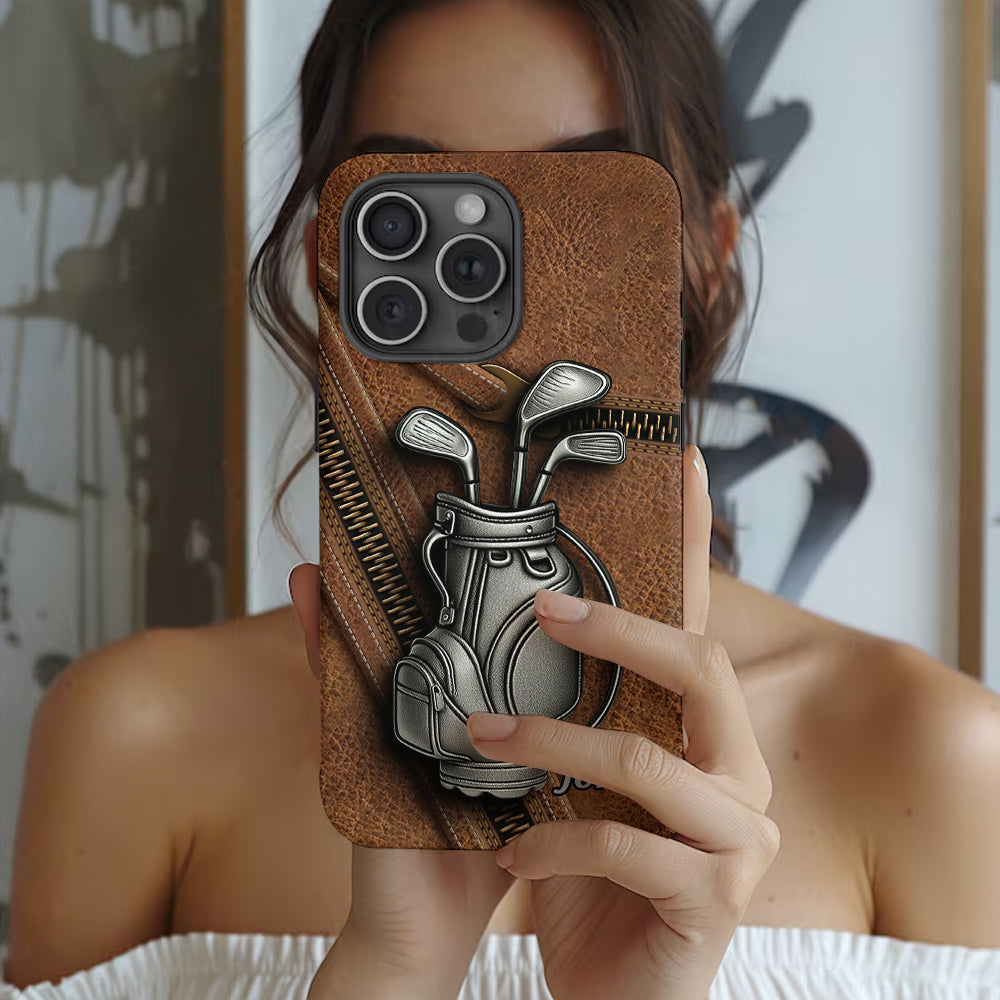 Golf ist ein schöner Spaziergang – personalisierte Handyhülle mit Golf-Vollbild