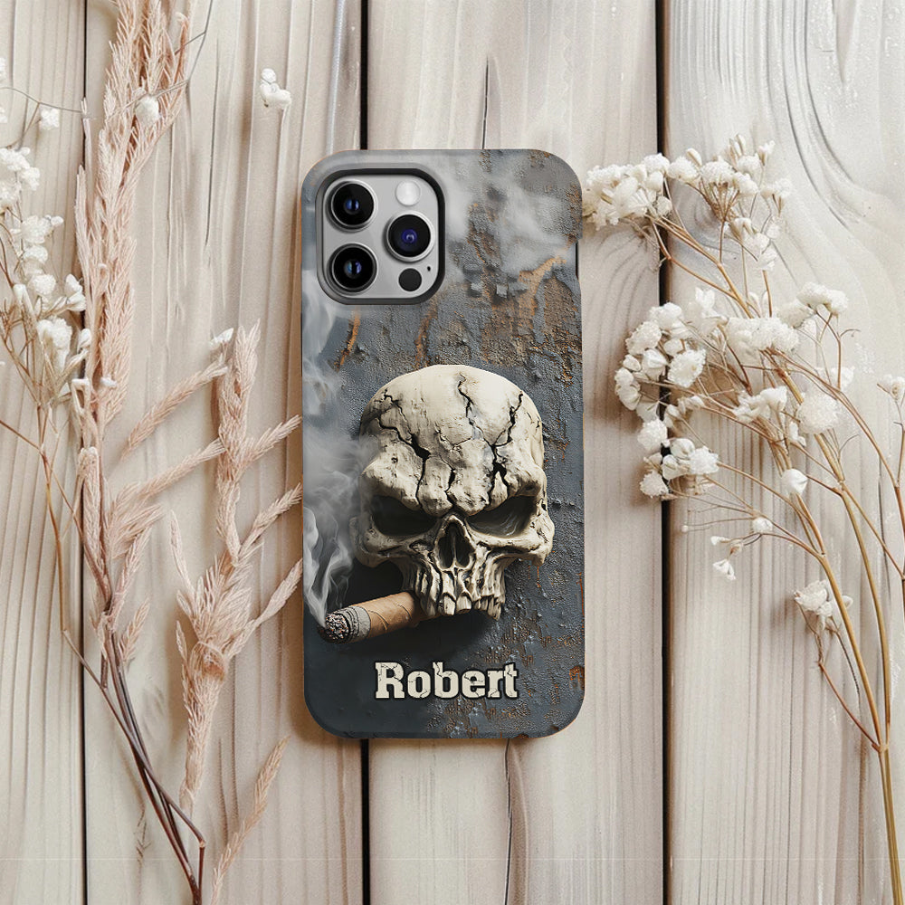 Skull Cigar - Personalized Skull Full Print Phone Case