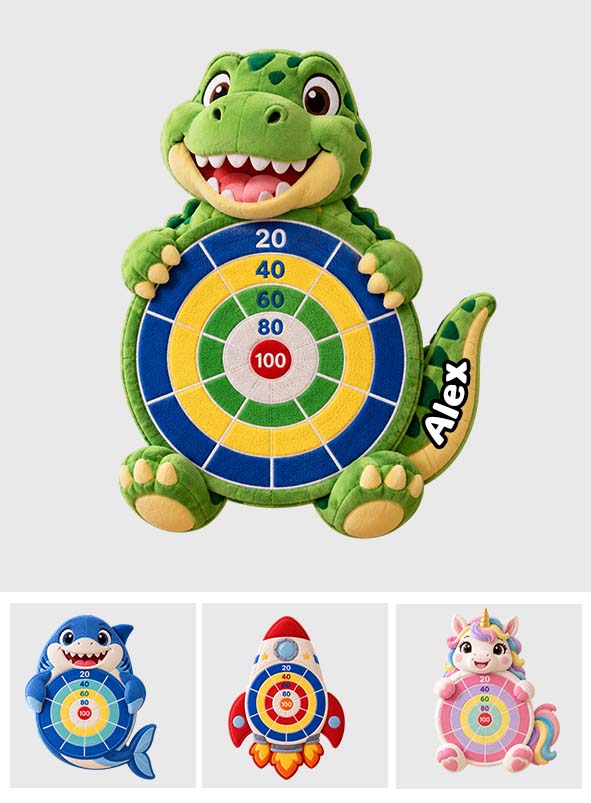 Ready, Aim, Giggle! - Personalized Kid Sticky Ball Dart Board Set