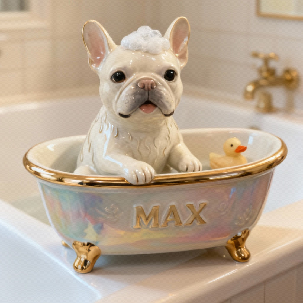 Wunderschöne Badezimmerdekoration für Hunde- und Katzenliebhaber – personalisierte Acrylplakette in Hundeform