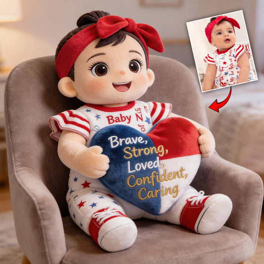 Mutig, stark, geliebt – Geschenk mit Affirmationen – personalisiertes Kissen in Form eines Kinderkissens aus Kunstfell