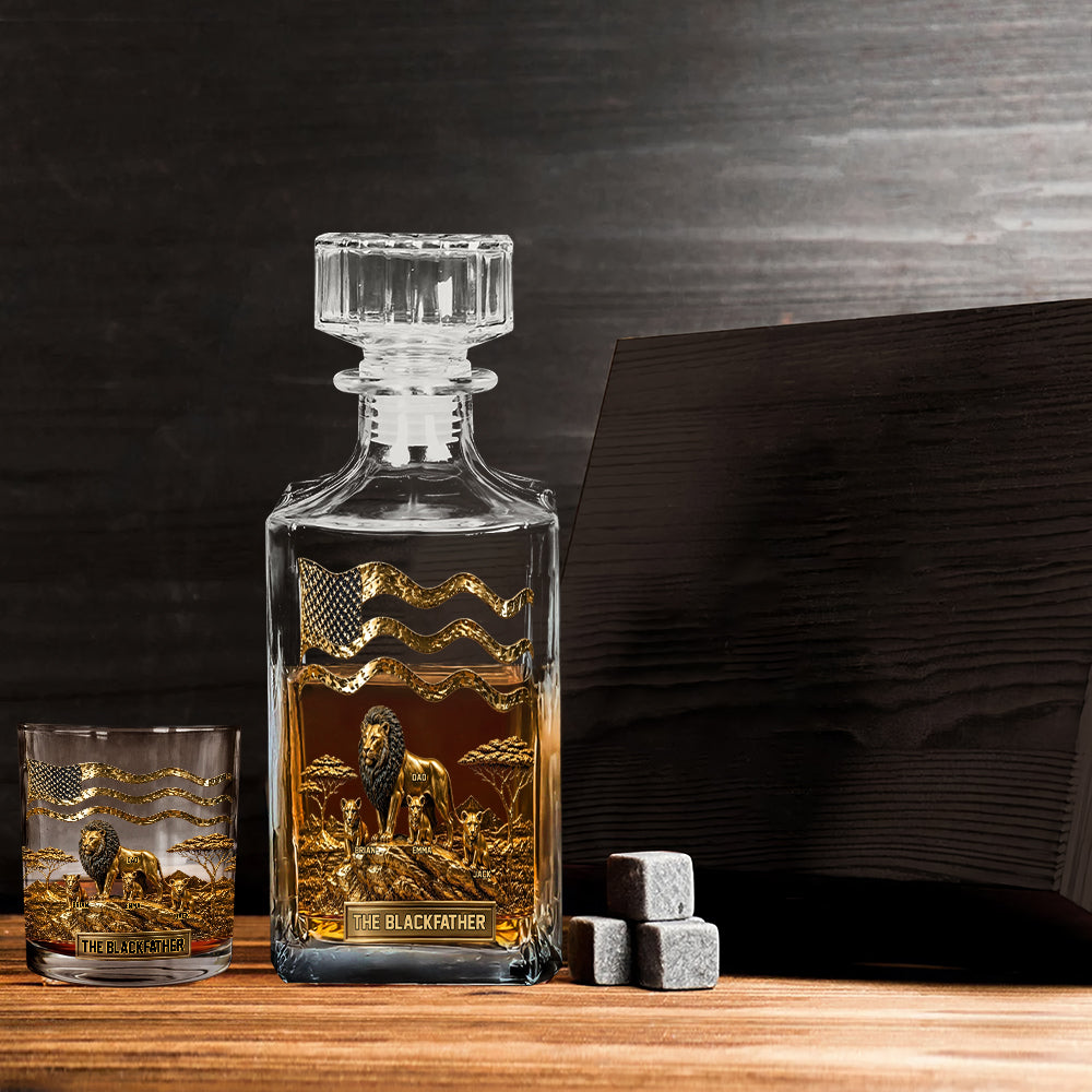 Der Schwarze Löwe Papa - Personalisierbares Whiskey Dekanter Set
