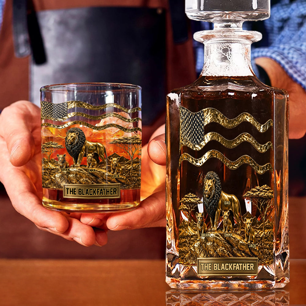Der Schwarze Löwe Papa - Personalisierbares Whiskey Dekanter Set