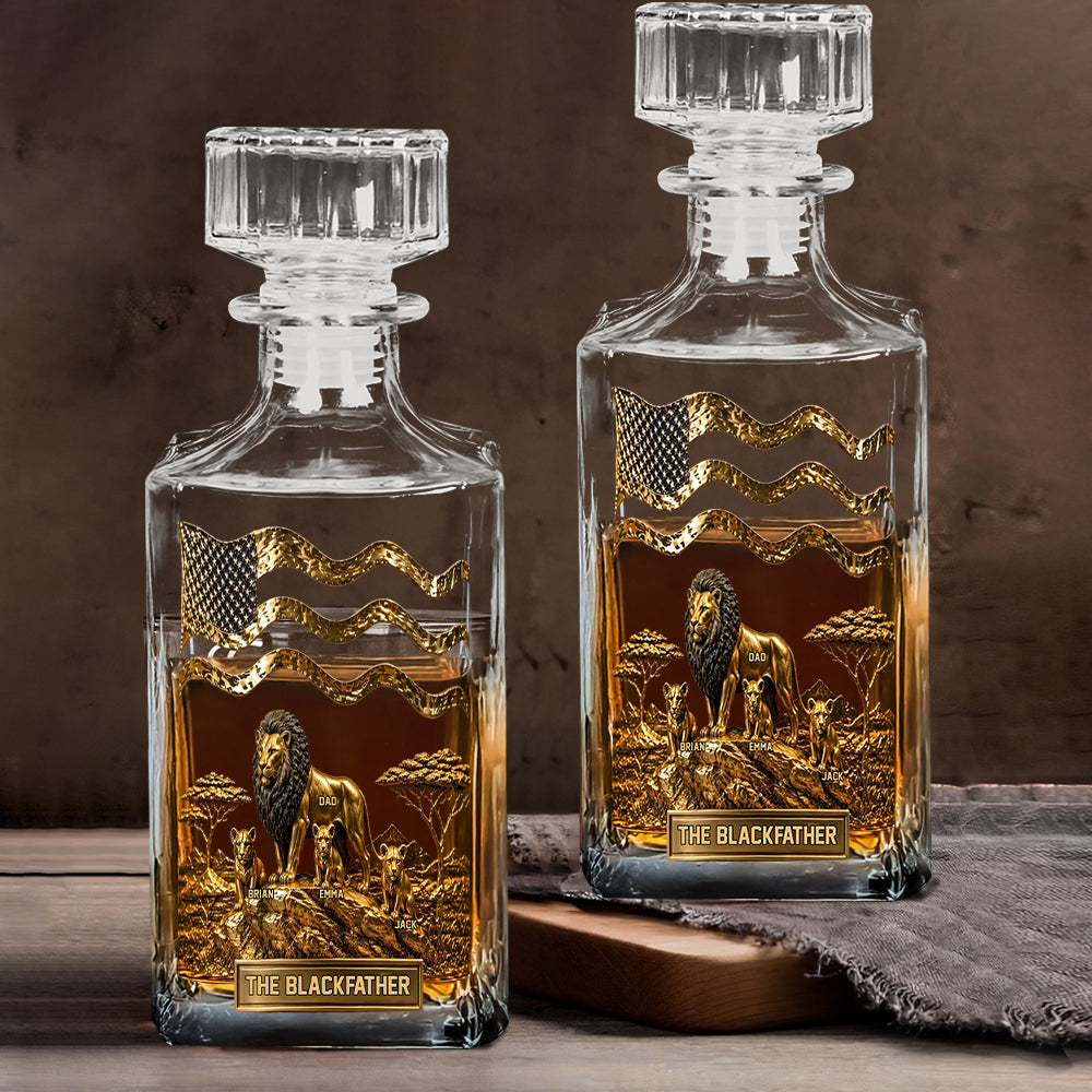 Der Schwarze Löwe Papa - Personalisierbares Whiskey Dekanter Set