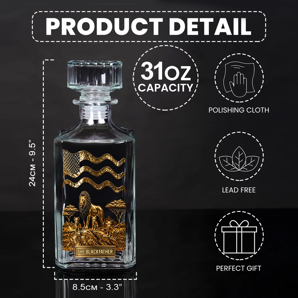Der Schwarze Löwe Papa - Personalisierbares Whiskey Dekanter Set