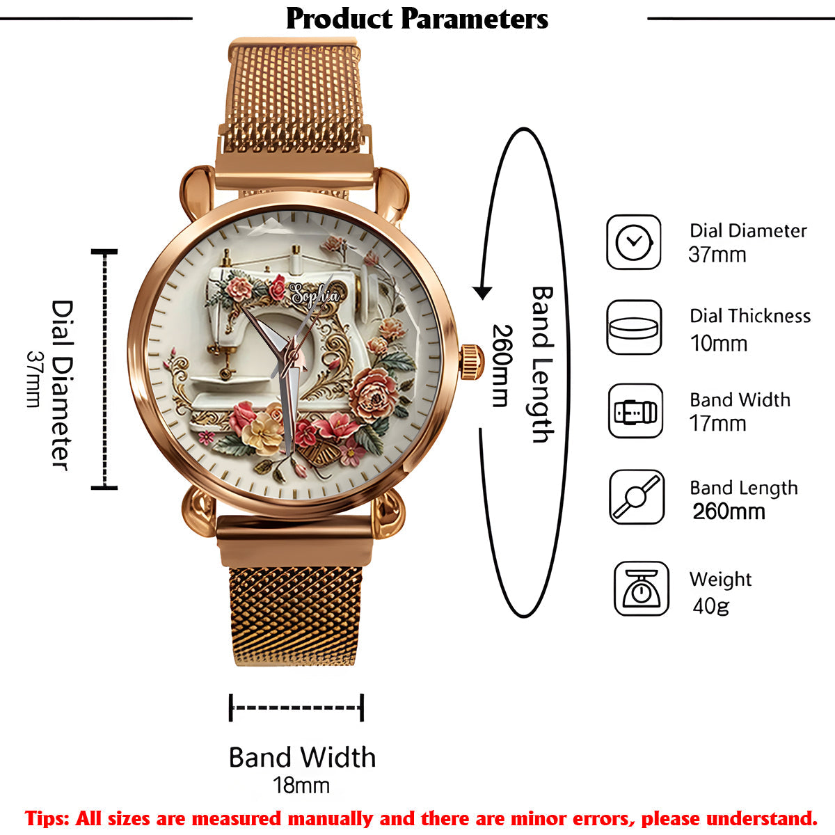 Beautiful Sewing Machine - Personalized Sewing Women Hand Watch