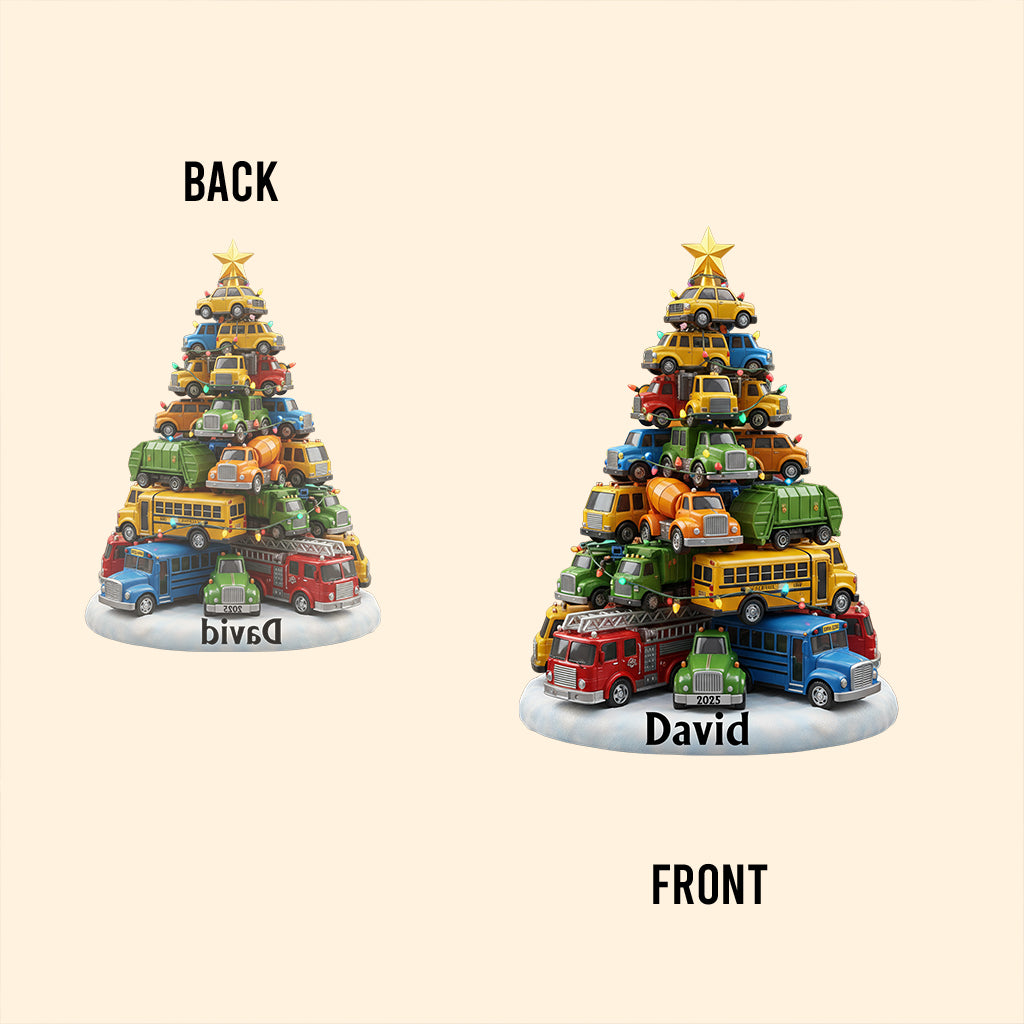 Trucks Christmas Tree - Personalized Kid Custom Shaped Acrylic Plaque